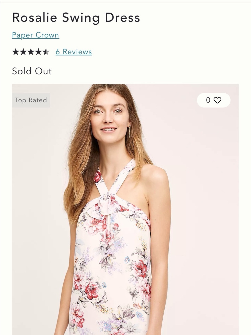 NEW Paper Crown by Anthropologie Rosalie Swing Dress Cream + Floral